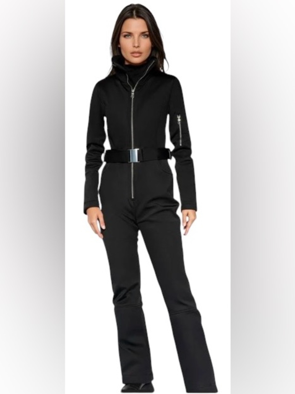 Slope Siren Black White Belted One Piece Ski Suit Snowsuit Size Small